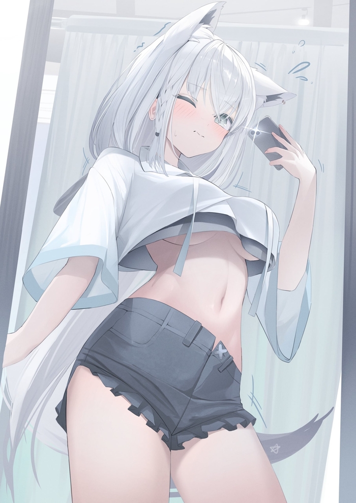 Fubuki , Anime Art, Animal Ears, Shirakami Fubuki, Hololive, Virtual YouTuber